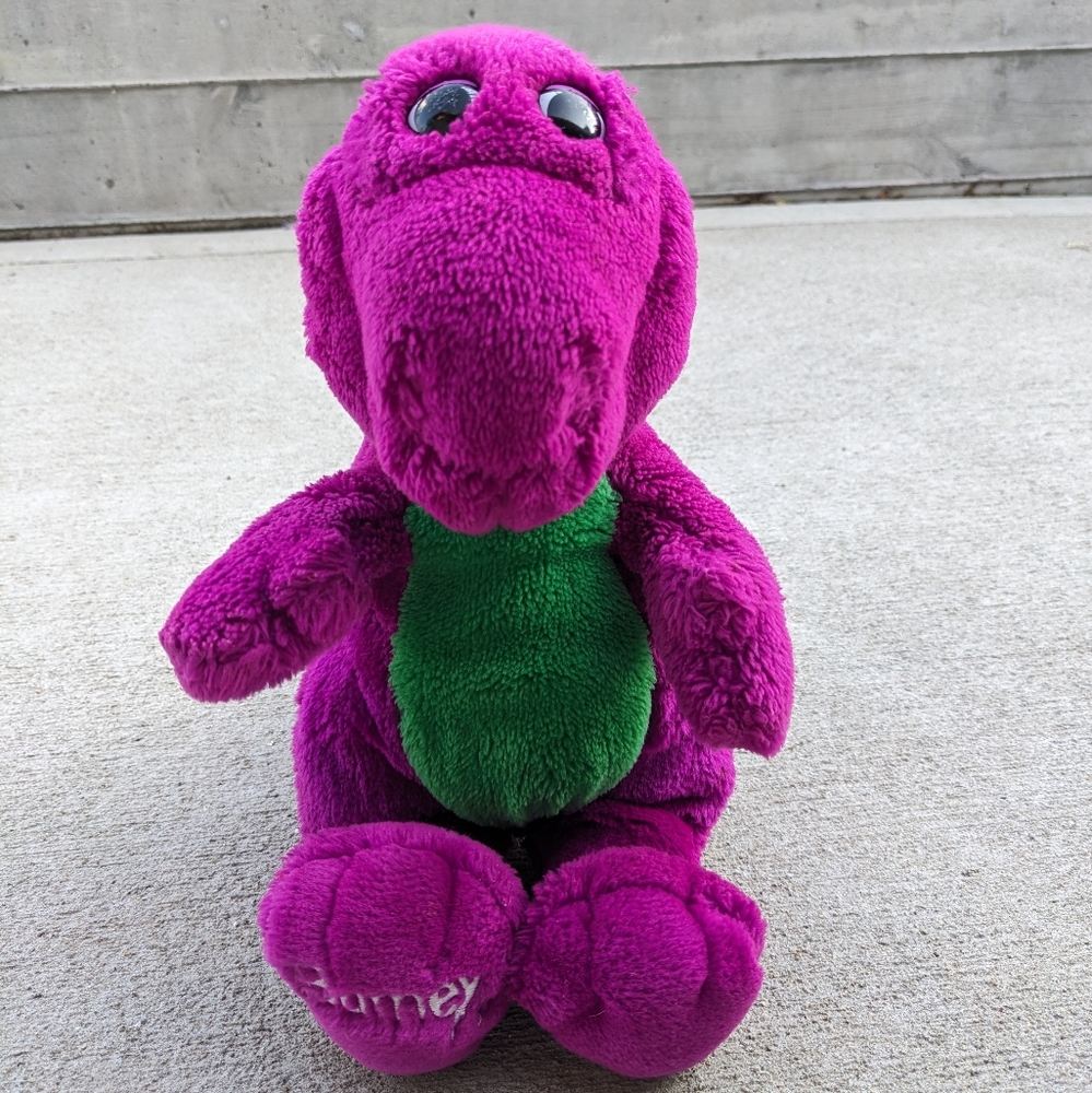 1992 Barney the purple dinosaur plush closed mouth more rare Lyons group